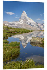 Acrylglasbild Matterhorn mit Spiegelung im See im Sommer - Tobias Richter