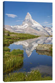 Leinwandbild Matterhorn mit Spiegelung im See im Sommer - Tobias Richter