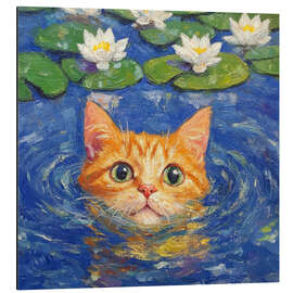 Magnettafel Schwimmende orangefarbene Katze