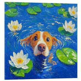 Acrylglasbild Hund schwimmt im See - DejaReve