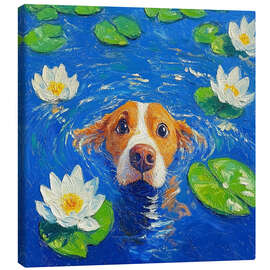 Leinwandbild Hund schwimmt im See - DejaReve