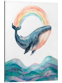 Cuadro de aluminio Watercolour Whale with Rainbow - nobelart