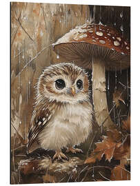 Alubild Kleine Eule unter einem Pilz