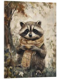 Acrylglasbild Waschbär im Schal