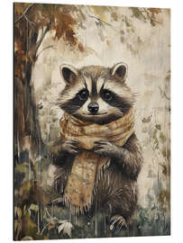 Alubild Waschbär im Schal