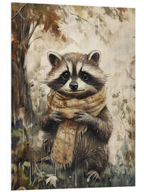 Hartschaumbild Waschbär im Schal