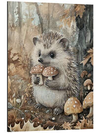 Alubild Igel mit Pilzen