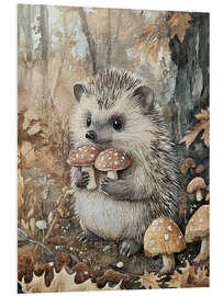 Hartschaumbild Igel mit Pilzen