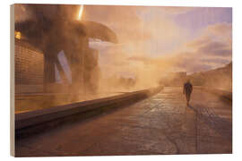 Holzbild Guggenheim Museum Bilbao im Dunst