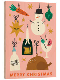 Holzbild Merry Christmas Abendessen