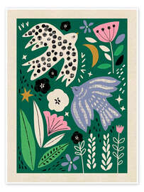 Wandbild Taube und Meise - Charlotte Pepper