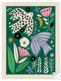 Wandsticker Taube und Meise