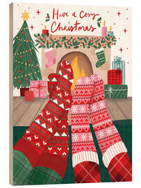 Holzbild Have a cosy Christmas mit Socken - Charlotte Pepper