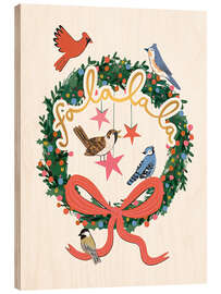 Holzbild Weihnachtsvögel