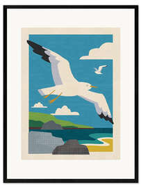 Gerahmter Kunstdruck Möwe im Flug