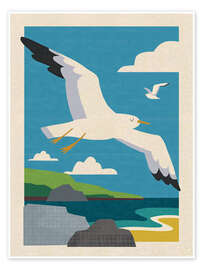 Poster Möwe im Flug