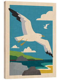 Holzbild Möwe im Flug