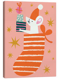 Leinwandbild Niedliche Maus mit Geschenken