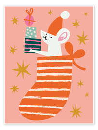 Wandbild Niedliche Maus mit Geschenken - Ashley Le Quere