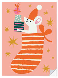 Wandsticker Niedliche Maus mit Geschenken