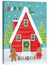 Leinwandbild Happy Holidays - Pfefferkuchenhaus
