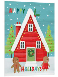 Hartschaumbild Happy Holidays - Pfefferkuchenhaus