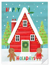 Wandsticker Happy Holidays - Pfefferkuchenhaus