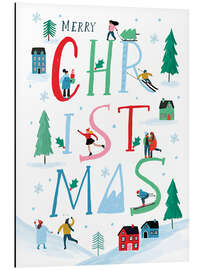 Alubild Merry Christmas in Snow