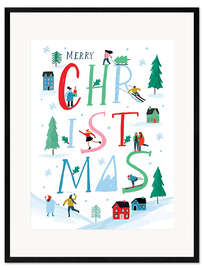 Gerahmter Kunstdruck Merry Christmas in Snow
