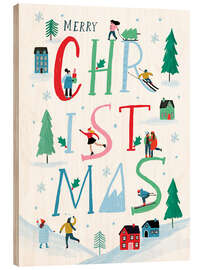 Holzbild Merry Christmas in Snow