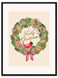 Gerahmter Kunstdruck Merry Christmas Girlande