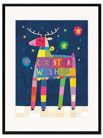 Gerahmter Kunstdruck Christmas wishes - Rentier