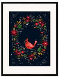 Gerahmter Kunstdruck Weihnachts-Rotkardinal