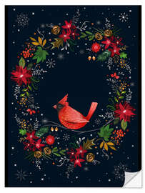 Wandsticker Weihnachts-Rotkardinal