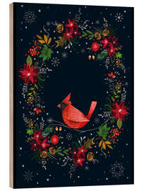 Holzbild Weihnachts-Rotkardinal