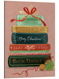 Alubild Frohe Weihnachten mit internationalen Büchern