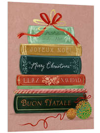 Hartschaumbild Frohe Weihnachten mit internationalen Büchern