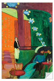 Wandsticker Interieur mit drei Figuren im Café