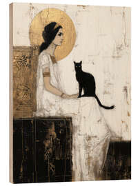 Holzbild Gekrönt in Schatten und Gold