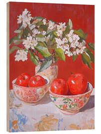 Holzbild Rote Äpfel auf dem Tisch - DejaReve