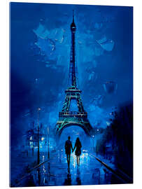 Acrylglasbild Eiffelturm-Gemälde in Blau - nobelart