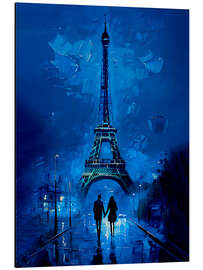 Alubild Eiffelturm-Gemälde in Blau - nobelart