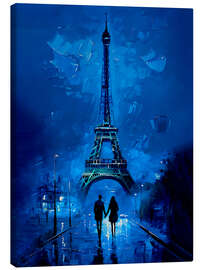 Leinwandbild Eiffelturm-Gemälde in Blau - nobelart