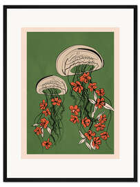 Gerahmter Kunstdruck Florale Quallen