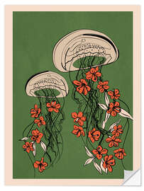 Wandsticker Florale Quallen