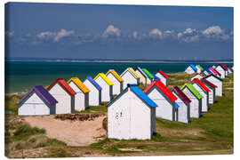 Leinwandbild Bunte Strandhäuser in der Normandie - Achim Thomae