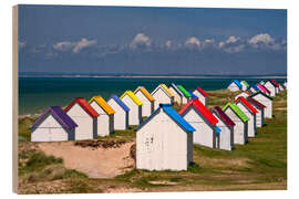 Cuadro de madera Colorful beach houses in Normandy - Achim Thomae