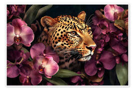 Poster Tropischer Orchideengarten der Jaguare - Andrea Haase