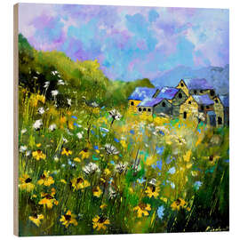 Holzbild Blaue Dächer - Pol Ledent