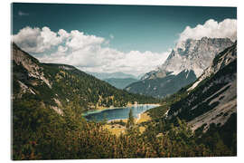 Acrylglasbild Blick ins Tal auf Bergsee - Flo Klein